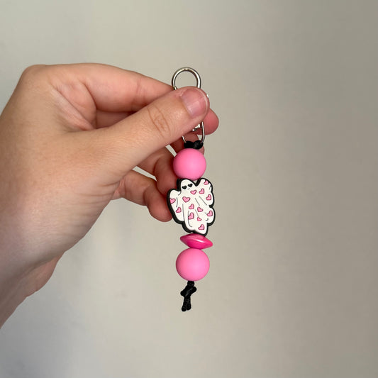 Heart ghostie zipper pull